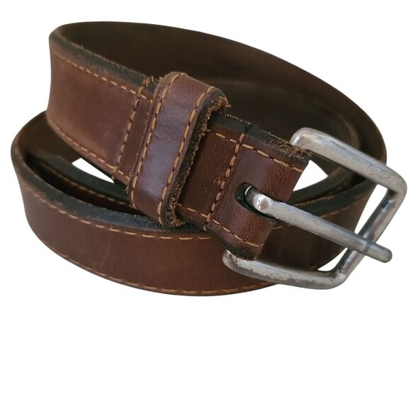 remo tulliani brown leather belt mens 1-1/4" wide waist size 33 - Picture 1 of 7